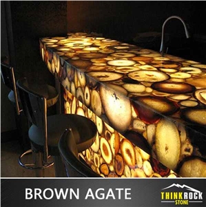 Semiprecious Stone Brown Agate Wall Panel Slabs