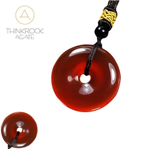 Semiprecious Stone, Red Agate Round Pendant