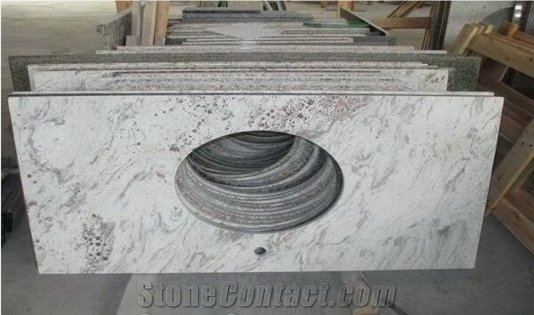 White Granite Bathroom Vanity Tops with Sinks