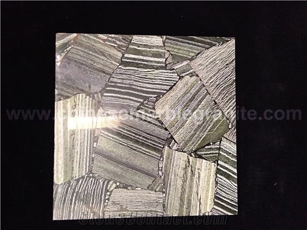 Wood Veneer Galaxy White Quartz Composite Tiles