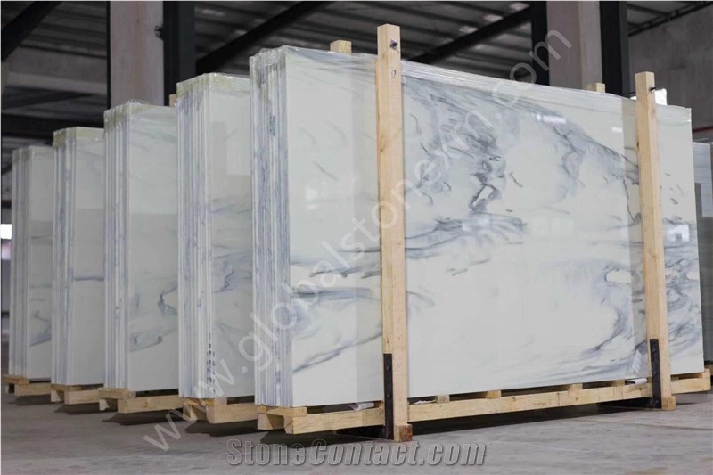 Brilliant Calacatta Clouds Nano Glass Stone Slabs