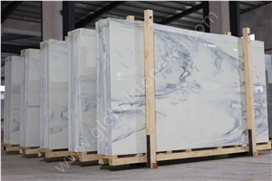 Brilliant Calacatta Clouds Nano Glass Stone Slabs