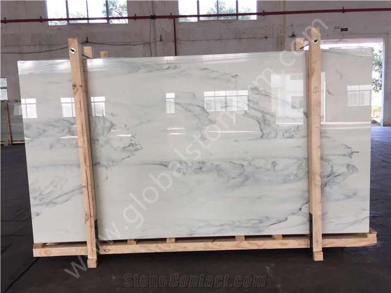 Brilliant Calacatta Clouds Nano Glass Stone Slabs