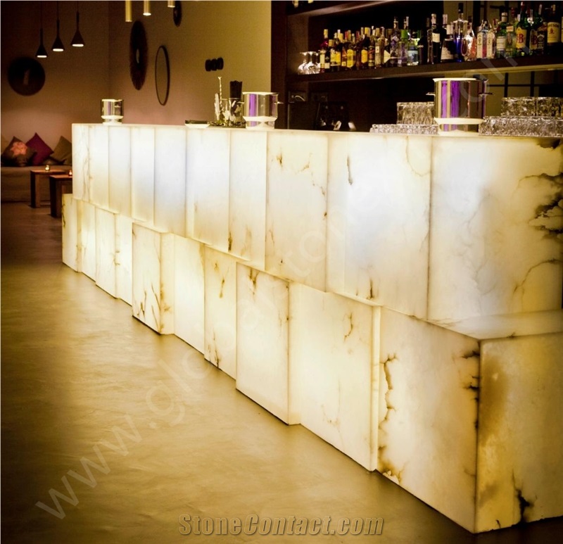 Cream White Beige Alabater Bartop Iran
