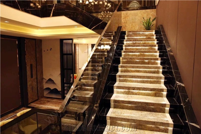 Golden Yellow Emperador Marble Violet Flooring