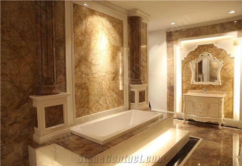 Golden Yellow Emperador Marble Violet Flooring