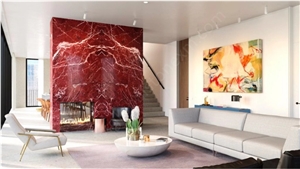 Mandy Red Quartzite Slab Tiles for Tv Cladding