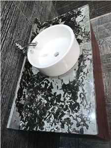 Zebra Onyx Wooden Jade Bathroom Countertops