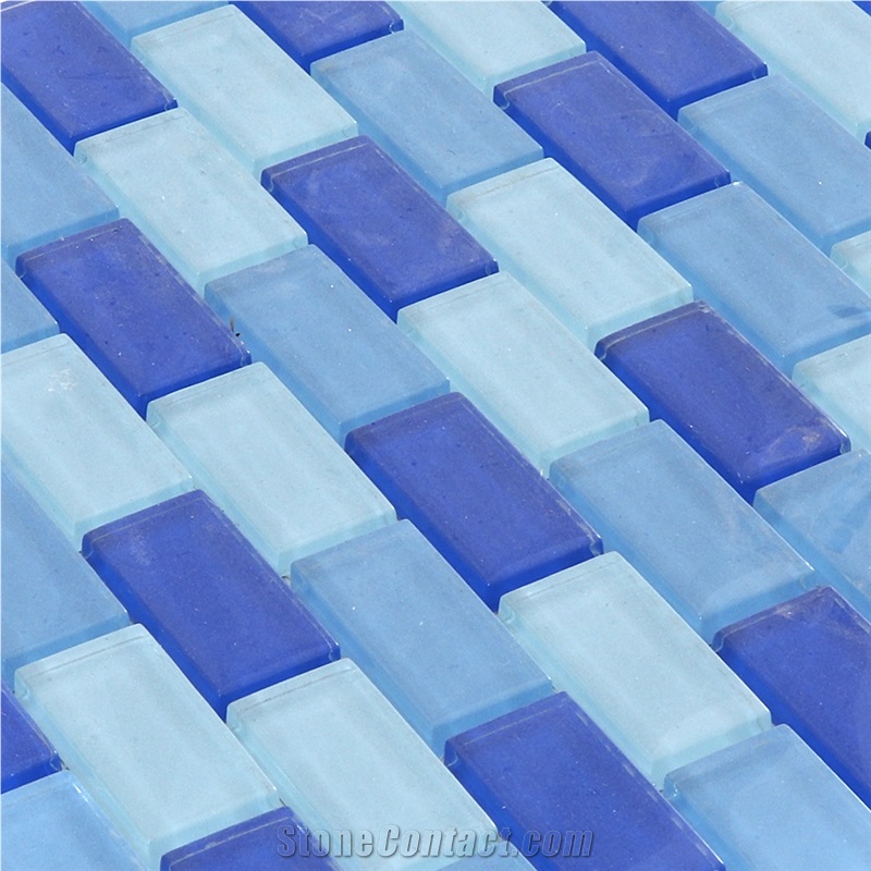 Decorative Mixed Ocean Blue Glass Mosaic