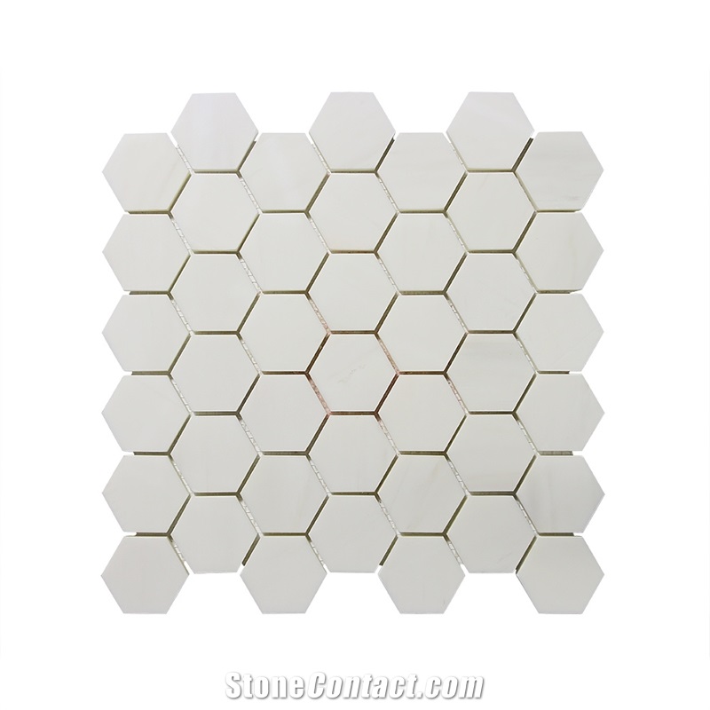 Dolomiti White Wall Hexagon Pattern Mosaic Tile