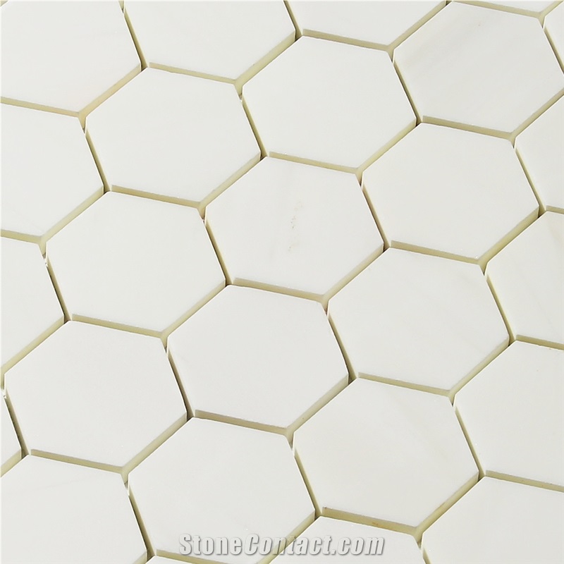 Dolomiti White Wall Hexagon Pattern Mosaic Tile