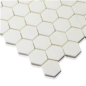 Dolomiti White Wall Hexagon Pattern Mosaic Tile
