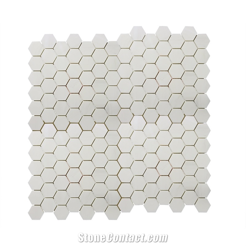 Dolomiti White Wall Hexagon Pattern Mosaic Tile