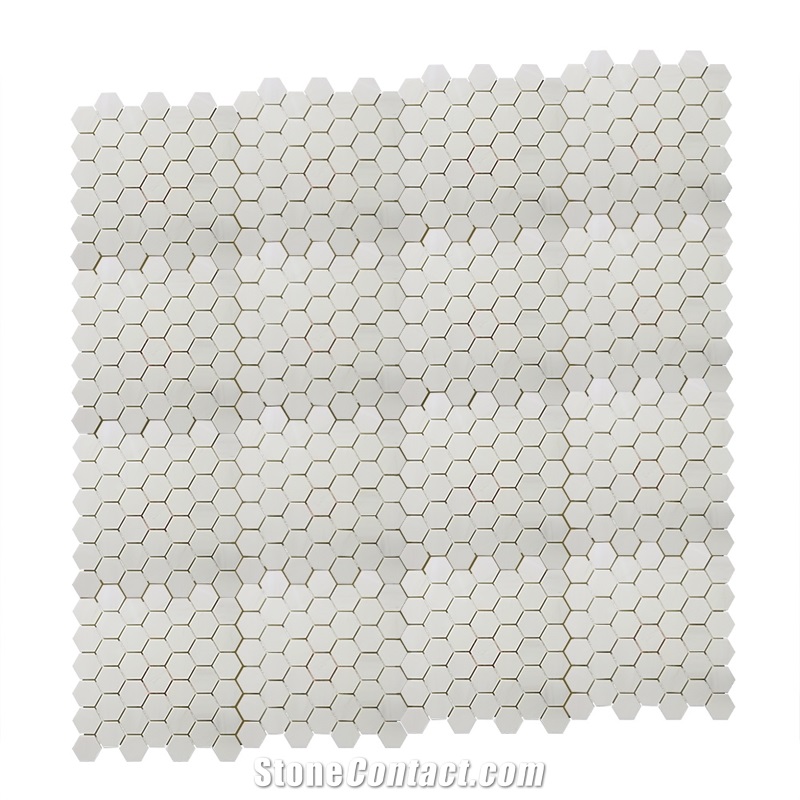Dolomiti White Wall Hexagon Pattern Mosaic Tile