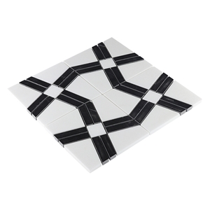 Mixed Color Black and White Retro Fretwork Mosaic