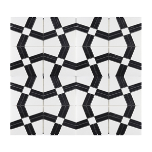 Mixed Color Black and White Retro Fretwork Mosaic