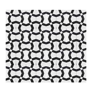 Mixed Color Black and White Retro Fretwork Mosaic