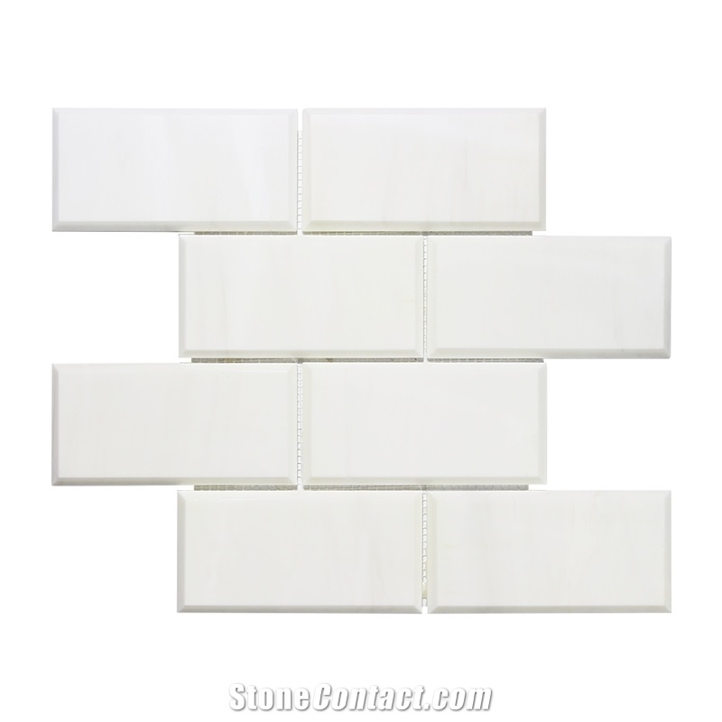 Wall Floor Brick with Bevel Marble Mosaic Tile