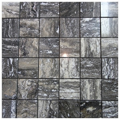 Grey Polished Travertine Mosaic