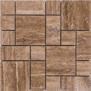Trumbled Silver Travertine Mini Pattern Mosaic