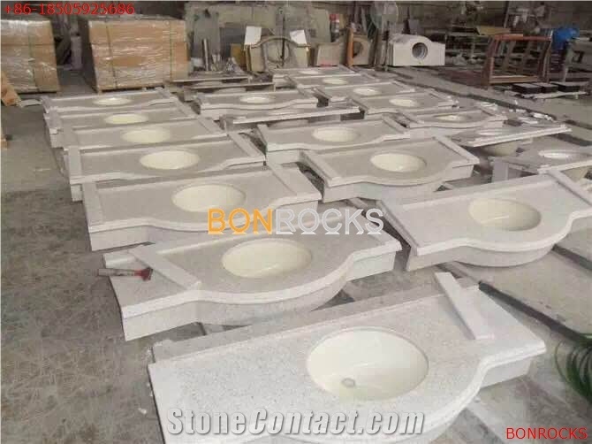 Pear White Granite Bathroom Prefab Countertops