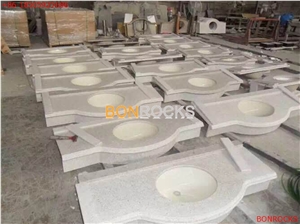 Pear White Granite Bathroom Prefab Countertops