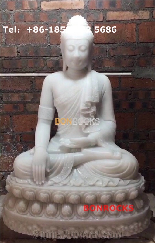 White Jade Onyx Buddha Statue