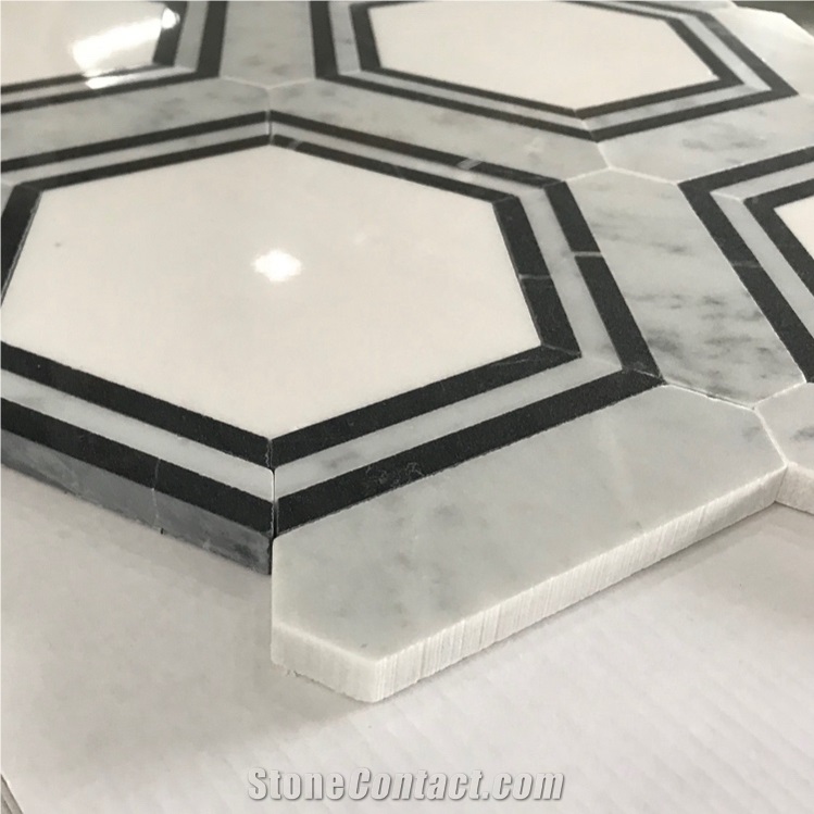 Bathroom Hexagon Marble Backsplash Mosaic Tiles