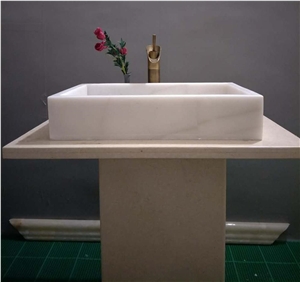 Beige Color Round Marble Basin for Hotel