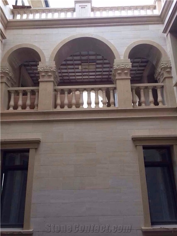 Beige Limestone Moca Cream Slabs for Wall Cladding