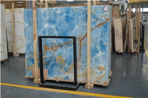 Blue Onyx Semi Precious Gemstone Slabs for Feature Wall