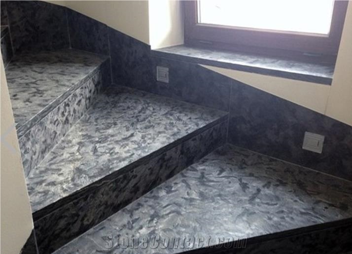 Brazil Acid Washing Matrix Black Granite Tile Slab