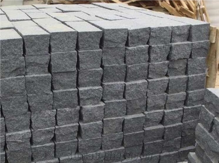 Bush-Hammed G439 White Granite Cube Stone Paver