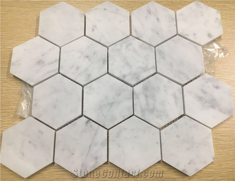 Carrara Marble Hexagon Mosaic Wall Backsplash Tile