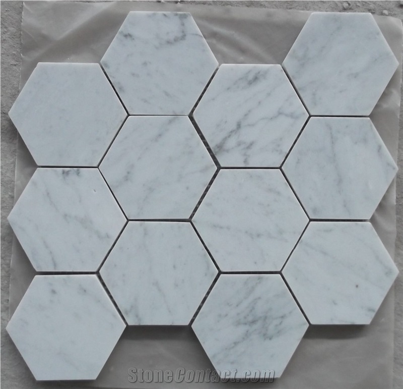 Carrara Marble Hexagon Mosaic Wall Backsplash Tile
