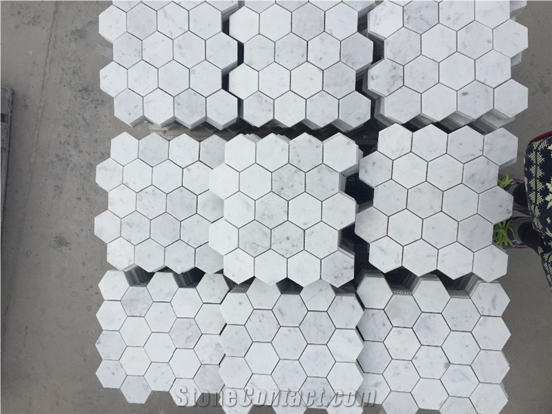 Carrara Marble Hexagon Mosaic Wall Backsplash Tile
