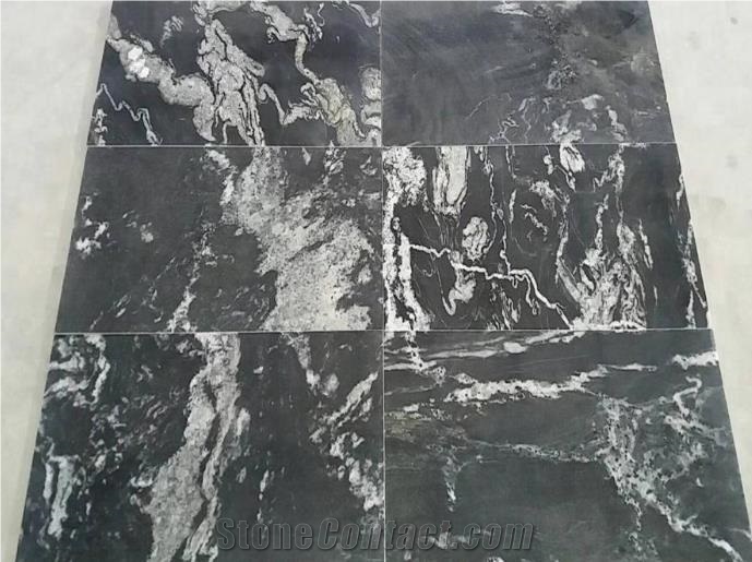 China Cosmic Black Granite Polished Leather Tiles