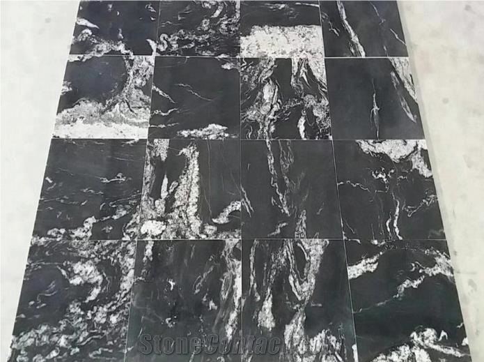 China Cosmic Black Granite Polished Leather Tiles