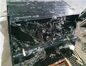 China Cosmic Black Granite Polished Leather Tiles