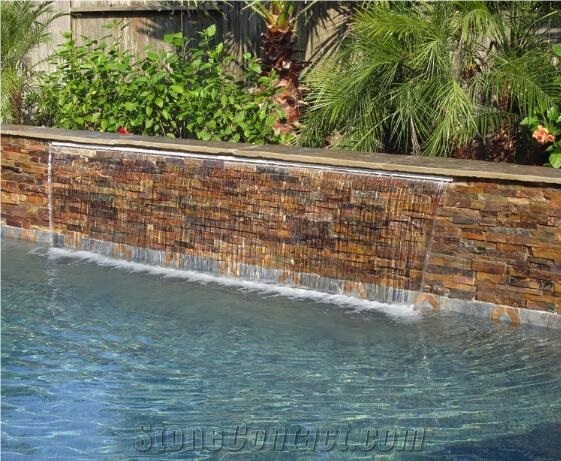 Exposed Wall Cladding Splited Slate Ledge Stone