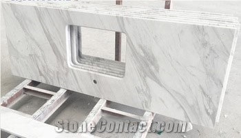Greece Jazz White Marble Polished Kitchen Countertop