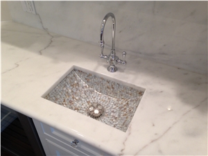 Greece Jazz White Marble Polished Kitchen Countertop