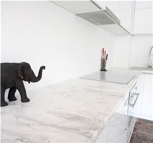 Greece Jazz White Marble Polished Kitchen Countertop