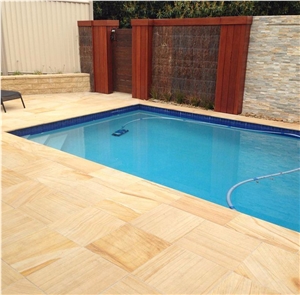 Honed China Yellow Sandstone Swimming Pool Tiles