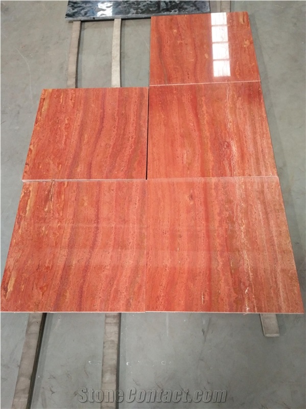 Honed Red Rojo Alhambra Travertine Bathroom Tiles