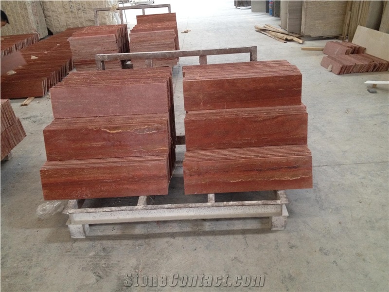 Honed Red Rojo Alhambra Travertine Bathroom Tiles