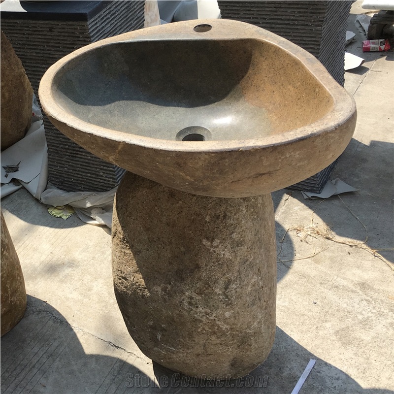 Irregular China Yellow River Stone Vessel Sink
