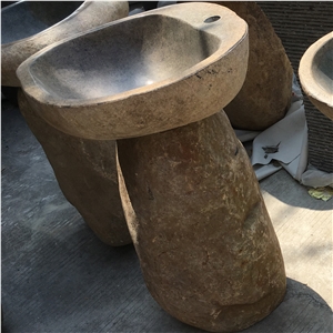 Irregular China Yellow River Stone Vessel Sink