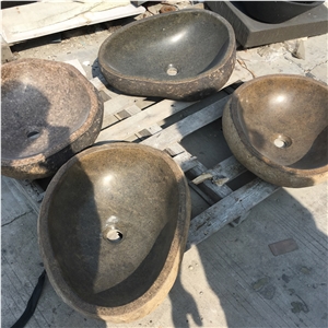 Irregular China Yellow River Stone Vessel Sink