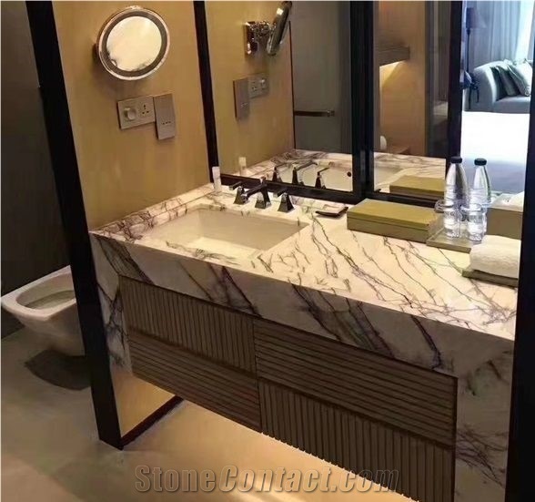 Italy Calacatta Viola Marble Polished Countertop